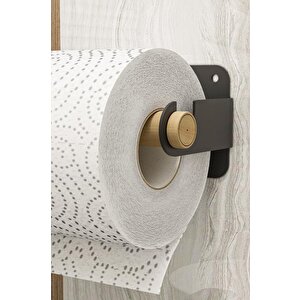 Ahşap Paslanmaz Çelik Modern Tuvalet Kağıdı Askısı Wc Rulo Kağıt Düzenleyici Siyah