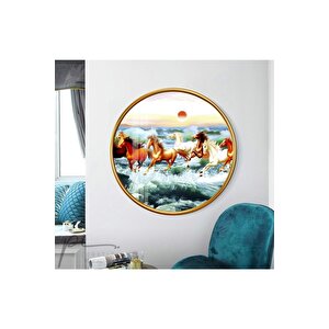 Atlar Yuvarlak Cam Tablo 30x30 cm