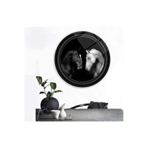 Atlar Yuvarlak Cam Tablo 30x30 cm