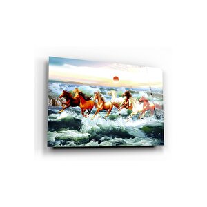 Koşan Atlar Cam Tablo 50x70 cm