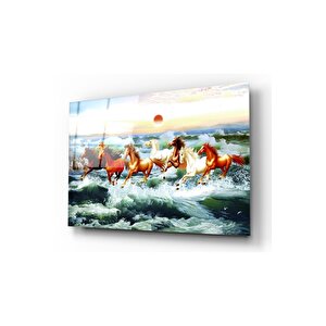 Koşan Atlar Cam Tablo 50x70 cm
