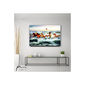 Koşan Atlar Cam Tablo 50x70 cm