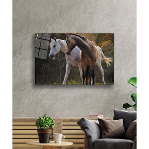 Atlar Cam Tablo 36x23 cm
