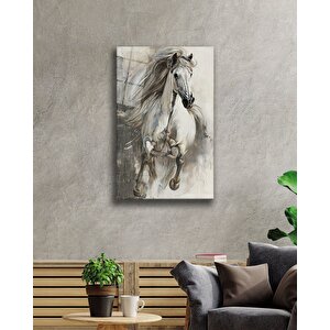 Beyaz Atcam Tablo, White Horse 50x70 cm