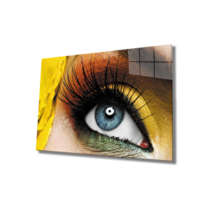 Kadınlar Renklerin Büyüsü Göz Cam Tablo 36x23 cm