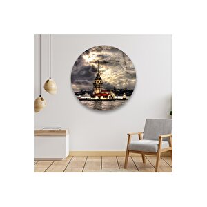 Kız Kulesi Yuvarlak Cam Tablo 50x50 cm