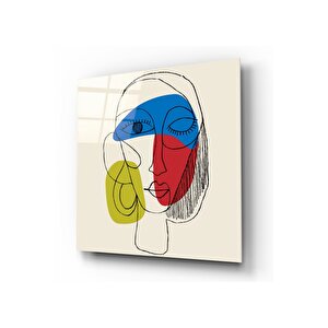 Renkli Portre Cam Tablo 50x50 cm