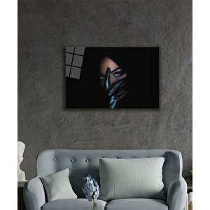 Kadınlar Siyah El Cam Tablo 36x23 cm