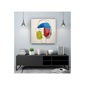Renkli Portre Cam Tablo 100x100 cm