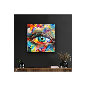 Renkli Göz Cam Tablo 80x80 cm