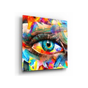 Renkli Göz Cam Tablo 30x30 cm