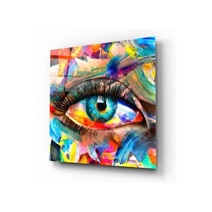 Renkli Göz Cam Tablo 30x30 cm