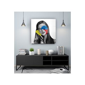 Renkli Portre Cam Tablo 50x50 cm