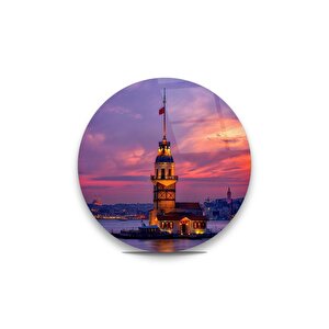 Kız Kulesi Yuvarlak Cam Tablo 30x30 cm