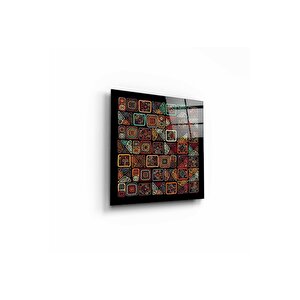 Renkli Desenler Cam Tablo 30x30 cm