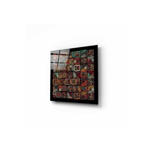 Renkli Desenler Cam Tablo 120x120 cm