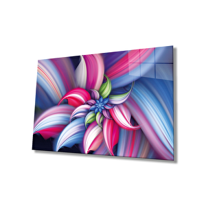 Renkli Fraktal Soyut Cam Tablo Ev Ve Ofis Duvar Dekoru 90x60 cm