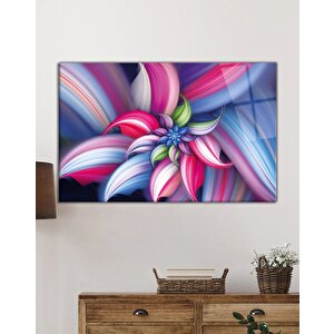 Renkli Fraktal Soyut Cam Tablo Ev Ve Ofis Duvar Dekoru 36x23 cm