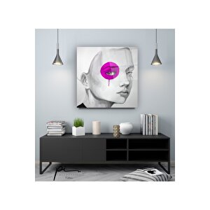Renkli Göz Portre Cam Tablo 100x100 cm