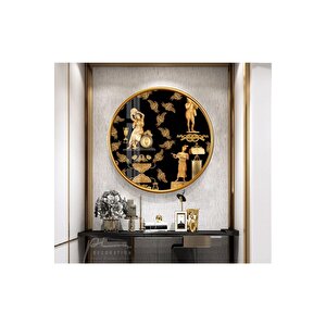 Antik Desenler Yuvarlak Cam Tablo 50x50 cm