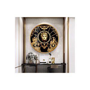 Antik Desenler Yuvarlak Cam Tablo 50x50 cm