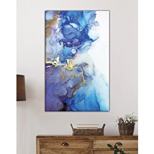 Mavi Renkli Soyut Cam Tablo Ev Ve Ofis Duvar Dekoru 36x23 cm
