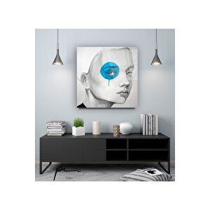 Renkli Göz Portre Cam Tablo 100x100 cm