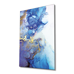 Mavi Renkli Soyut Cam Tablo Ev Ve Ofis Duvar Dekoru 50x70 cm