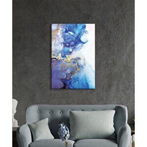 Mavi Renkli Soyut Cam Tablo Ev Ve Ofis Duvar Dekoru 50x70 cm