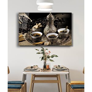 Kahve Fincan Natürmort Cam Tablo Coffee Cup Still Life 110x70 cm