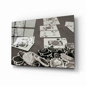 Fütüristik İskambil Oyun Cam Tablo 50x70 cm