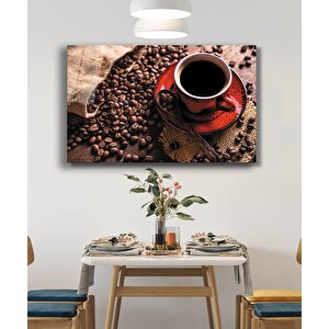 Kırmızı Fincan Kahve Çekirdeği Cam Tablo 50x70 cm