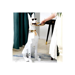 Tepsi Tutan Servis Köpek Heykeli, Dekoratif Modern Heykeller