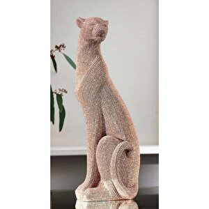 42x15cm Bronz Büyük Panter Heykeli