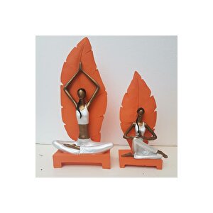 Yoga Yapan Kadın Heykeli 2'li Set