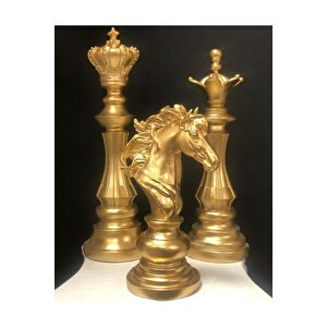 Satranç Seti Heykeli (gold)