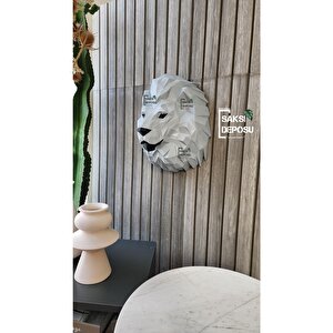 Kubik Aslan Kafası Duvar Objesi Heykeli; Duvar Heykelleri