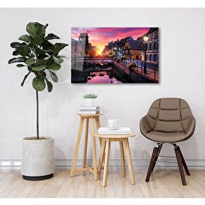 Köprü Yansıma Ve Evler Cam Tablo 50x70 cm