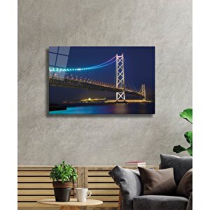 Şehir Köprü Manzaralı Cam Tablo Bridge City View 36x23 cm