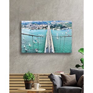 Boğaz Köprüsü Ve Yelkenliler Manzaralı İstanbulcam Tablo 36x23 cm