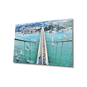 Boğaz Köprüsü Ve Yelkenliler Manzaralı İstanbulcam Tablo 50x70 cm