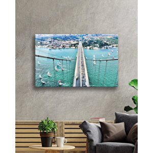 Boğaz Köprüsü Ve Yelkenliler Manzaralı İstanbulcam Tablo 50x70 cm
