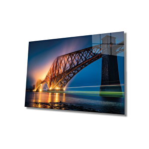 Şehir Köprü Manzaralı Cam Tablo Bridge City View 36x23 cm