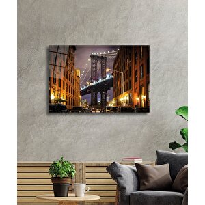 Şehir Köprü Manzaralı Cam Tablo Urban Area Bridge View 50x70 cm