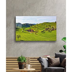 Dağ Ev Yeşil Cam Tablo 36x23 cm