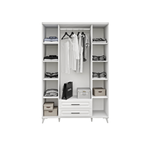 Guneystore Gözde 4 Kapaklı Komple Mdf Beyaz Gardırop