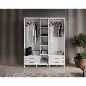 Guneystore Gözde 5 Kapaklı Komple Mdf Beyaz Gardırop