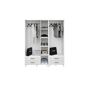 Guneystore Gözde 5 Kapaklı Komple Mdf Beyaz Gardırop