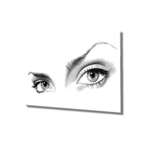 Kadınlar Çizim Göz Cam Tablo 36x23 cm