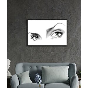 Kadınlar Çizim Göz Cam Tablo 36x23 cm